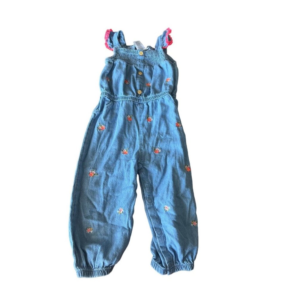 Daisy Fuentes 24 Months Jumpsuit Floral Embroidery Blue